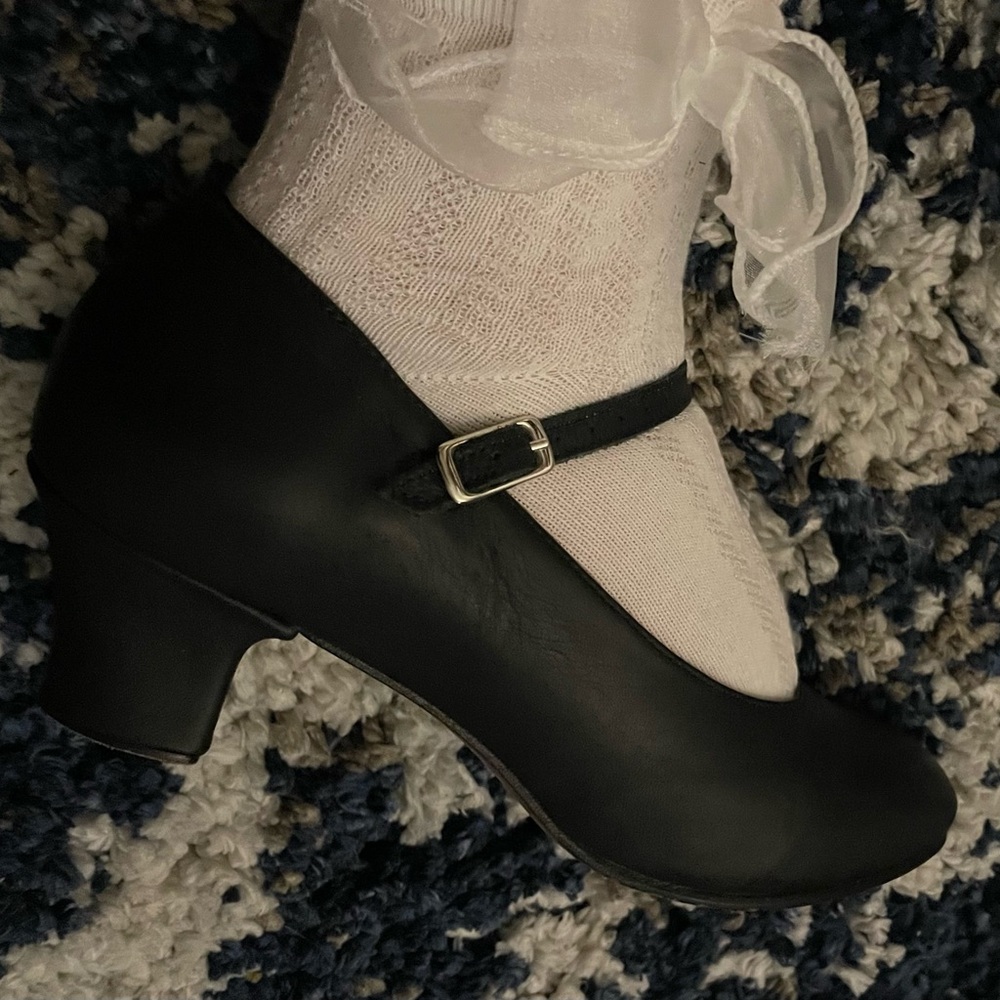 Bloch Black Heels with Ankle Strap and Rounded Toe